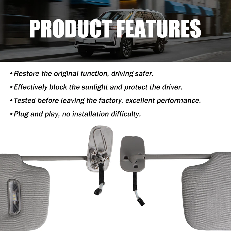 Right Passenger Side Sun Visor with Lighted for 15-19 GMC Sierra 1500 2500 3500 - Image 3 of 4