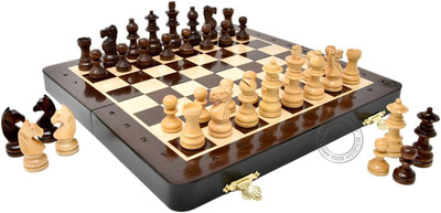 - 10 Inch Wooden Magnetic Folding Travel Chess Set/Board with 2 Extra Knights, 2