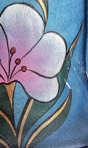 Anuschka Hand painted Denim Paisley Floral Hand Bag Shoulder Bag - Picture 13 of 20