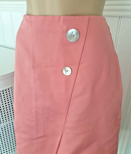 VERONIKA MAINE pink straight pencil midi skirt shell buttons Size 8 NEW NWOT - Picture 4 of 8