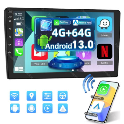 9'' 2 Din 4G+64G Android 13.0 CarPlay Car Stereo Radio Touch Screen GPS WIFI BT