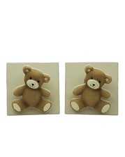 Vintage Jumbo Wall Clips Teddy Bear Brown 2 Holder Children  s Decor Bedroom