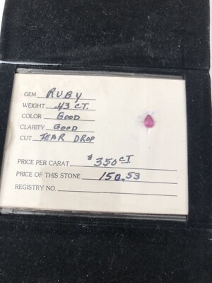 Genuine RUBY Tear Drop  .43 Carat Stone