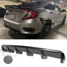 For Honda Civic Sedan 2016-2021 Rear Diffuser Bumper Lip Splitter Spoiler Carbon