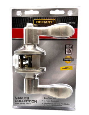 Defiant Naples Collection Keyed Entry Door Handle Satin Nickel 534899 Open Box