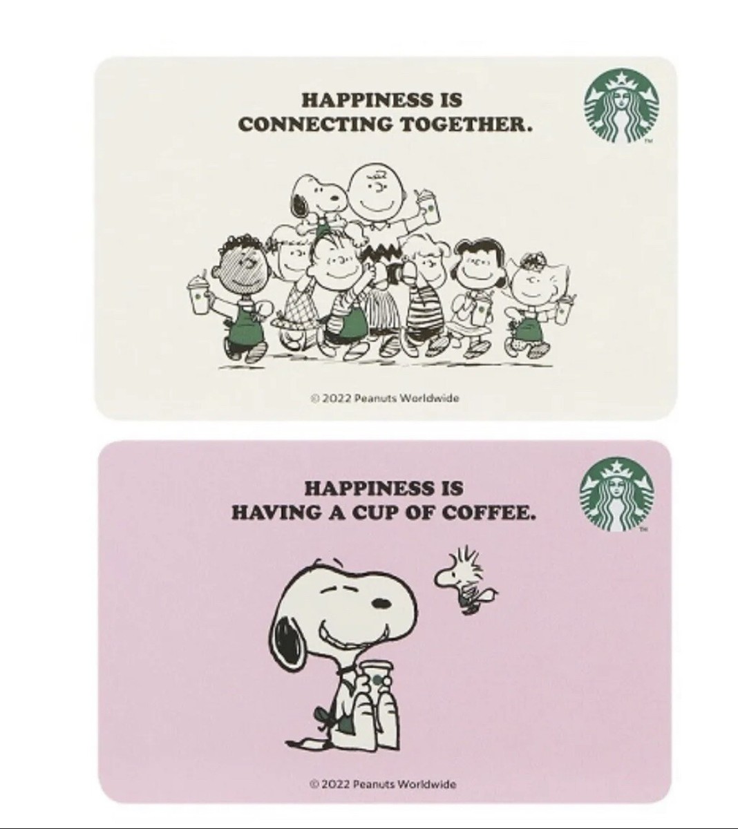 1枚300円〜2枚目100円〜スターバックスカード　PEANUTS SNOOPY Peanuts x Starbucks Cards Set Of 2 Pink And White Snoopy | eBay