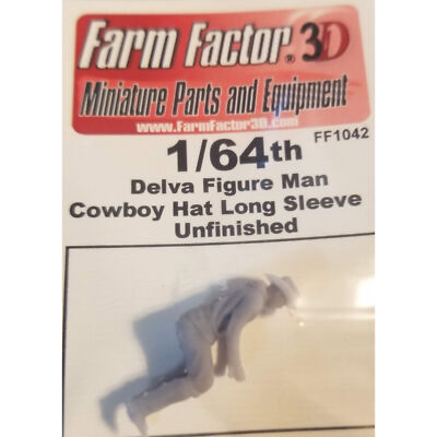 1/64 3D Printed Man with Cowboy Hat Long Sleeves Sitting