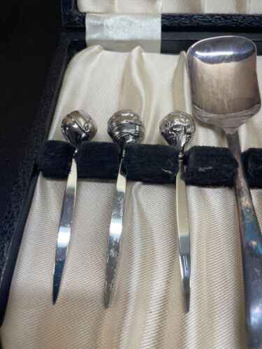 Sterling Food Picks in a Raimond Sheffield case with RSM Spoon see pics - Picture 2 of 24