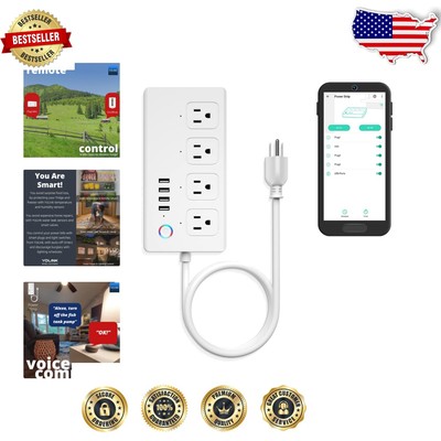 Smart Power Strip with 8 Outlets & 4 USB Ports - Longest Range, Alexa Compatible