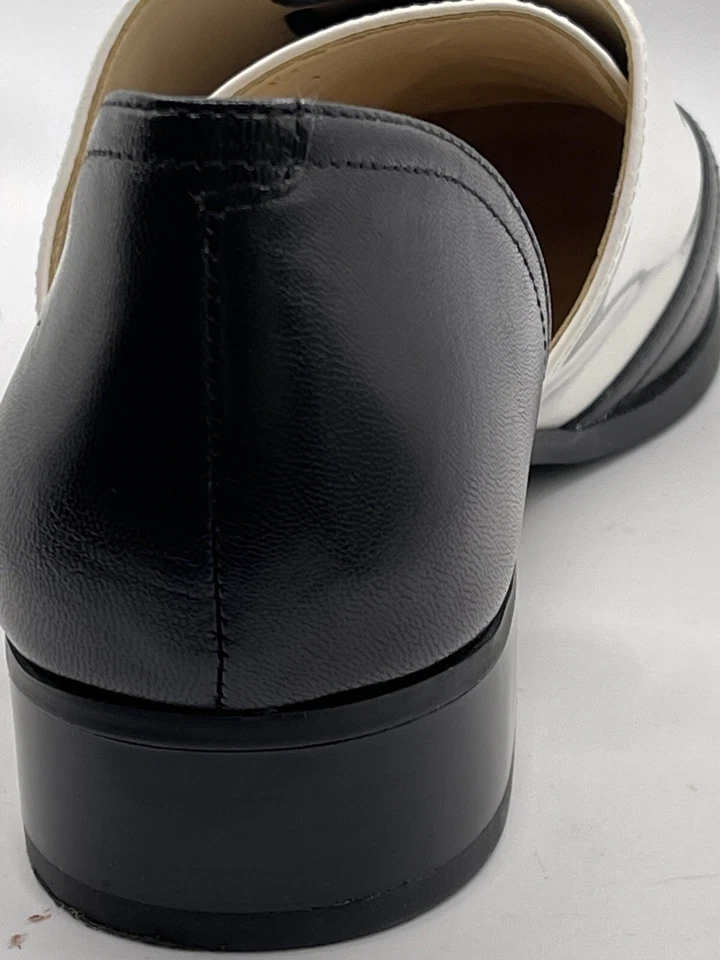 Oxford NINE WEST Watervelt de cuero negro blanco para mujer 6M con cordones planos Foto 4 de 4