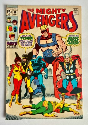 Vintage 1969 The Mighty Avengers Comic Book #68 Thor Vision Wasp Black Panther