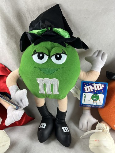 3 Nanco M&M Candy Stuffed Toys Halloween Pirate Vampire Green Red Orange 2001 - Imagen 2 de 12