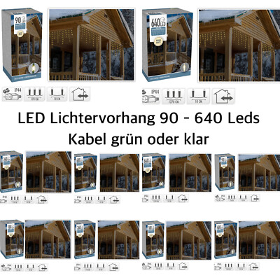 LED Eiszapfen Lichterkette 90-640 LEDs 1,7m bis 12,7m Lichtervorhang innen außen