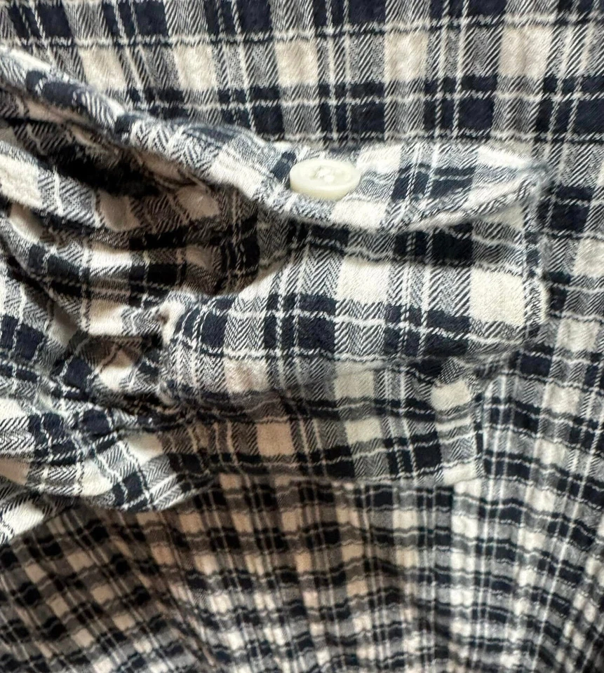 Camisa de manga larga para hombre H&M - Talla: pequeña - Color: blanco y negro a cuadros Foto 2 de 4