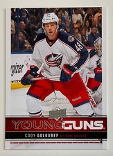 2012-13 CODY GOLOUBEF UD SERIES 1 YOUNG GUNS SP ROOKIE CARD #215 BLUE JACKETS