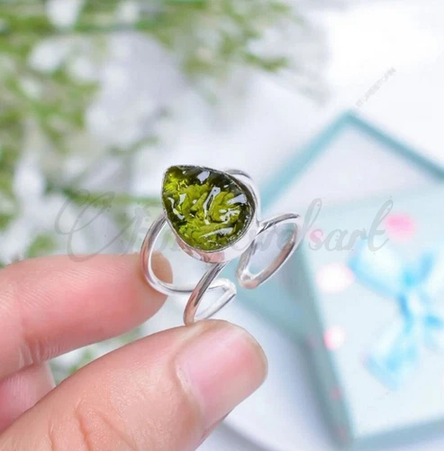 Moldavite Stone Beautiful Ring 925 Sterling Silver Handmade Gift Jewelry M114