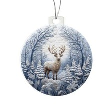 Deer in Snow Christmas Ornament, Christmas Gift