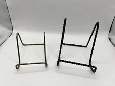 Plate Stand Square Wire Display Set of 2: One Gold One Black VGC