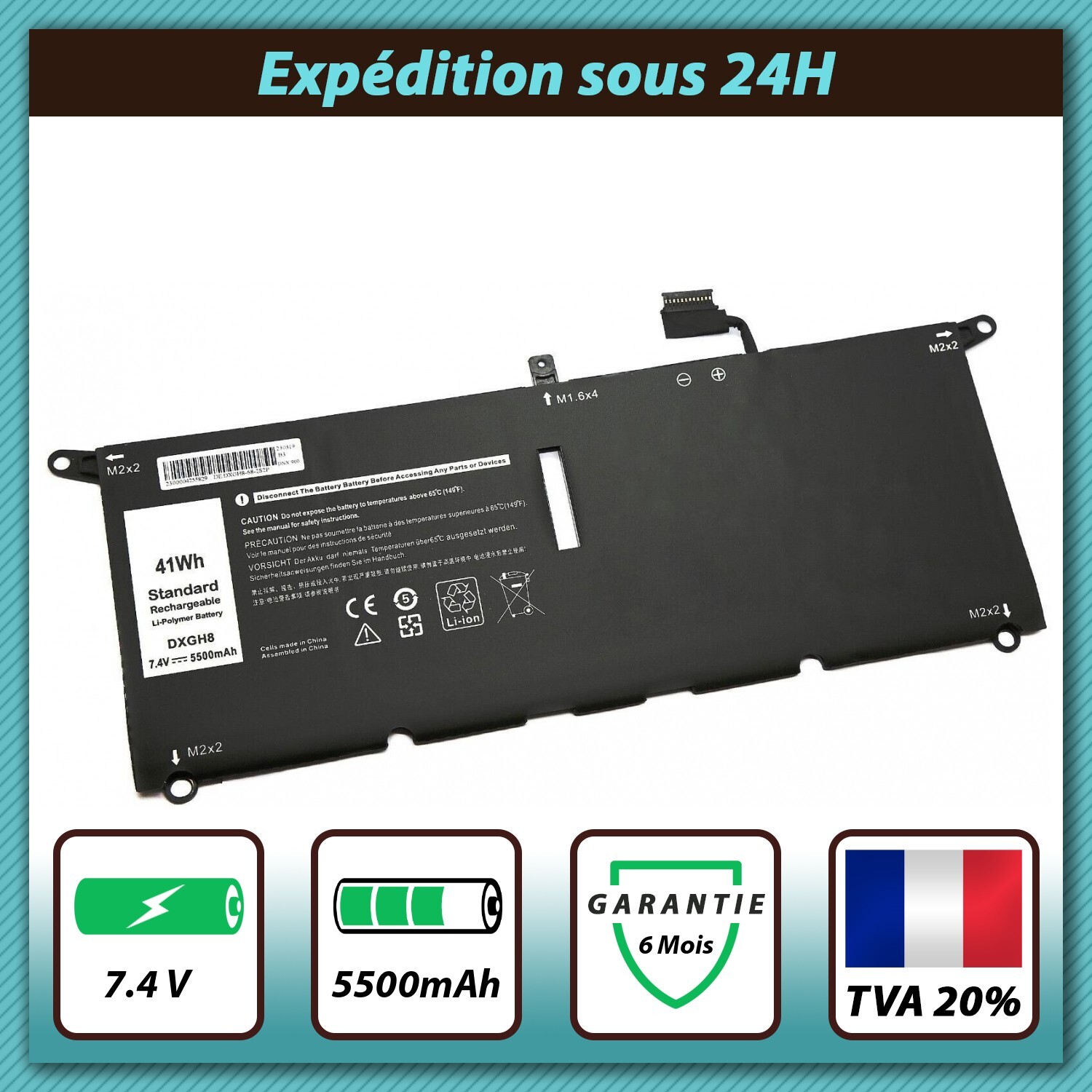 Batterie pour Dell G8VCF6C : résolvez les pannes d'autonomie PC 5500mAh