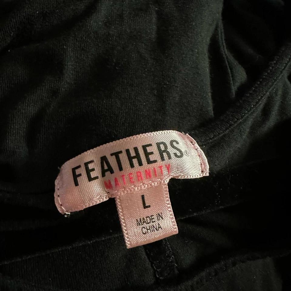 Feathers Black Maternity Sleeveless Maxi Dress LG Casual Stretchy Comfortable - Image 4 of 4