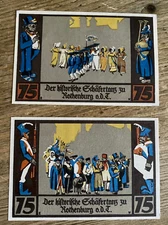 2X ROTHENBURG GERMAN NOTGELD NOTE - 75 PFENNIG - EMERGENCY MONEY - LOT 167