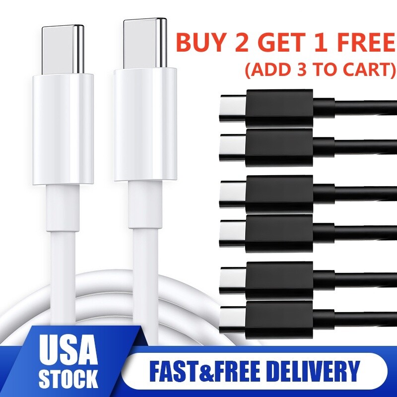 USB-C to USB-C Cable Fast Charger Type C Charging Cord Data SYNC 3/6/10 Ft