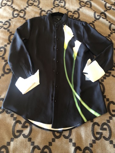 BLACK CALLA LILY SHIRT WOMEN NWOT PART 