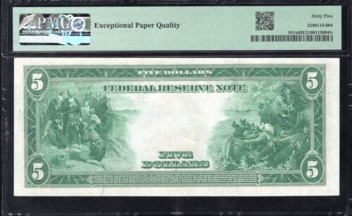 1914 $5 NEW YORK FRN FEDERAL RESERVE NOTE PMG 65 EPQ Fr 851a 85113 - Picture 3 of 3