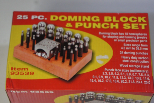 25pc Doming Block & Punch Set Dapping Craft Metal Shaping Tool with Wooden Stand - Picture 11 of 18