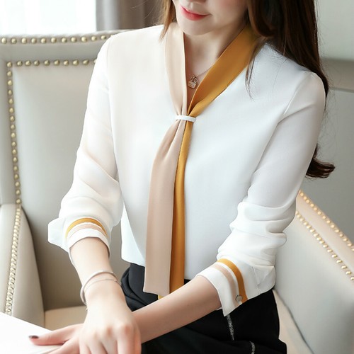 Women Chiffon Tops Shirts Ladies Long 