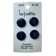 Buttons Blue 5/8" Flat 2-Hole 4-Pack Vintage Blumenthal Lansing La Petite 4533