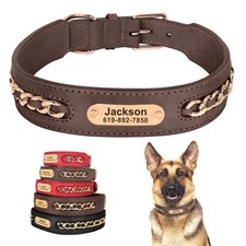 Personalized Dog Collar Soft Leather with Custom ID Tag for Medium Large Dogs