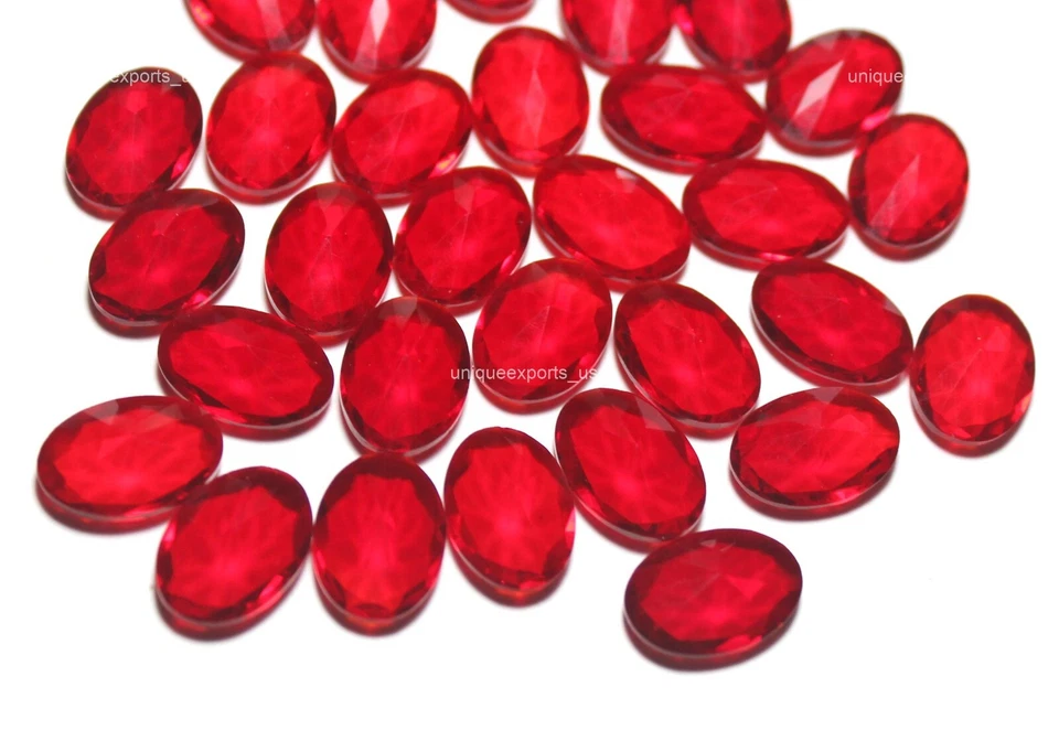 10 Pcs Lab-Created Oval Red Ruby Faceted Bracelet Making Lot 4x13x18 mm - Image 3 of 3