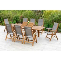 Merxx GartenmöBel Acapulco Set 9Tlg. 8 Klappsessel + 1 Doppelausziehtisch Natur