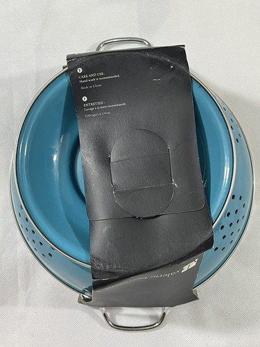Vintage Valerie Bertinelli 10 Inch Standing Enameled Colander Aqua Green - Picture 5 of 11