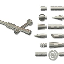 Gardinenstangen Vorhangstangen Edelstahl Optik 1-läufig 20 mm Ø - Interdeco