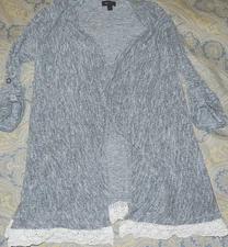 Womens "AB STUDIO" Wrap Sweater With Lace (Size Lg) GENTLY Worn!  FREE SHIPPING