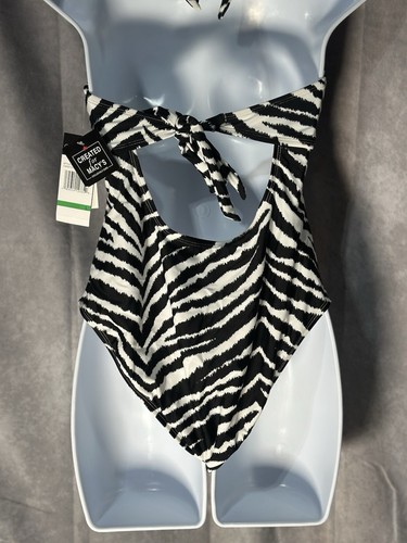 California Waves Juniors Zebra-Print Cutout One-Piece Swimsuit Size L - Picture 2 of 2