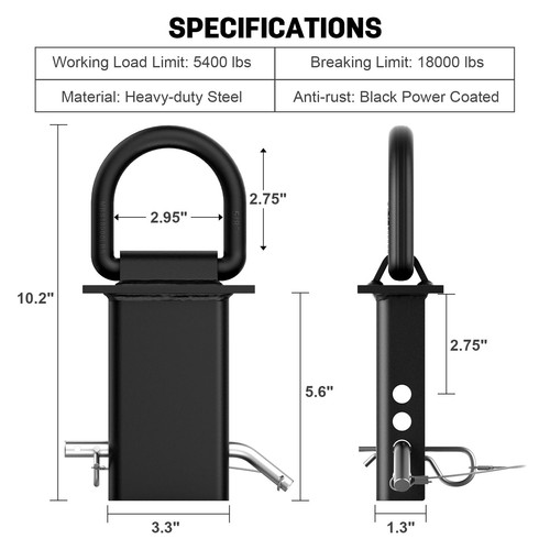 5/8” Stake Pocket Tie Down D Rings,Heavy Duty Trailer D Rings with Anti-Lo - 第 2/8 張圖片