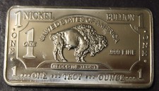 1 One Troy Ounce Oz .999 Fine Nickel Bullion Bar........Ships from Ohio!!!!!!!