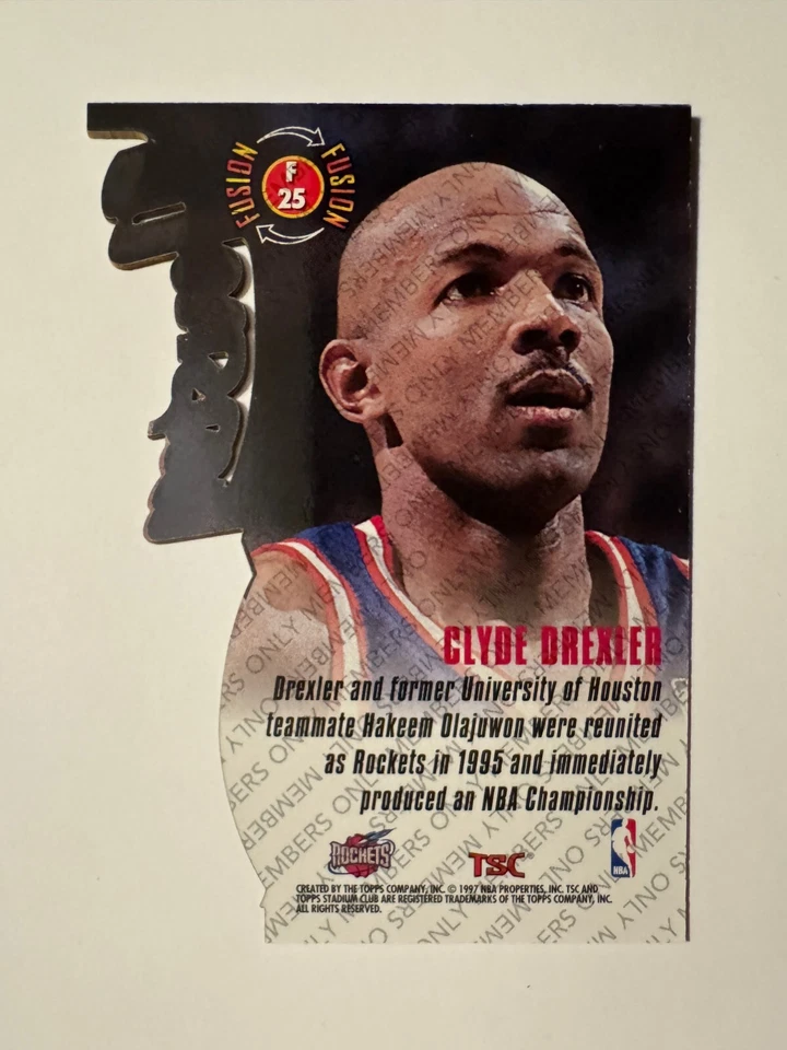 1996-97 Stadium Club Members Only Fusion Die-Cut #25 CLYDE DREXLER Nrmt/Nrmt+ - Image 2 of 2