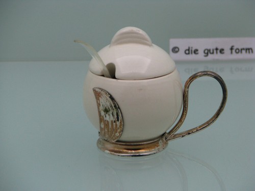 ART DECO - - BONITO AZUCARERO ANTIGUO para MOCA / ESPRESSO - - CERÁMICA + PLATEADO - Imagen 1 de 7