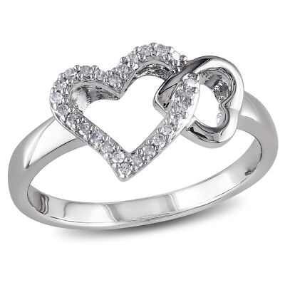 Amour Sterlingsilber 1/10 kt TDW Diamant Herz Ring