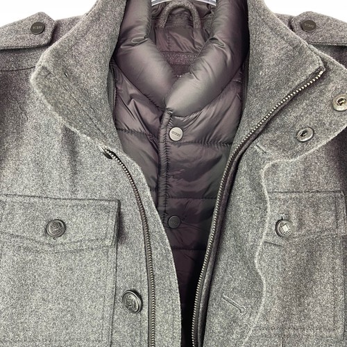 Guess Military Coat Jacket Grey Wool Blend Insulated Men's Sz S $295 - Picture 6 of 9