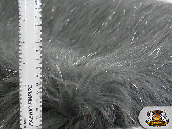 TINSEL - Faux Fur Fabric Long Pile Sparkling Tinsel - WHITE - Sold