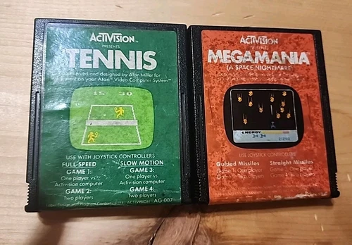 Tennis & Megamania Atari 2600 Cart Only, Tested 2 Lot 