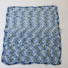 Couverture Pour Bébé Douce En Laine Crocheté Bleu Et Vert 33" X 36"