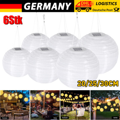6Stk LED Lampion Solar Garten Laterne Außen Gartenlampion Lampenschirm Warmweiß