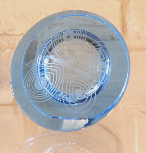 Moser Glass Czech Republic Blue Etched Butterfly Paperweight Figurine - Picture 2 of 5