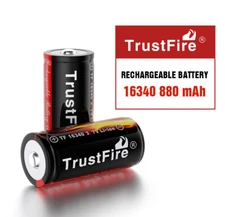 Trustfire Multipurpose 16340 880mAh 3.7V Li-ion Rechargeable Batteries 